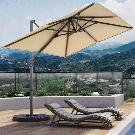 10x10 Ft Square Offset Aluminum Umbrella Cantilever Patio Umbrella