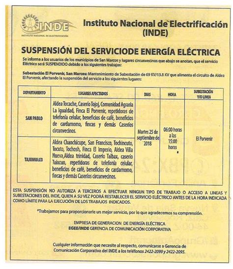 Aviso De Suspensi N De Energ A El Ctrica Ang