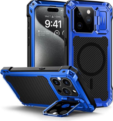 Lanhiem Coque pour iPhone 15 Pro Max Métal et Rigide Protection