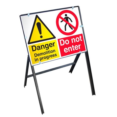 Danger Demolition In Progress Do Not Enter Stanchion Stanchion Sign