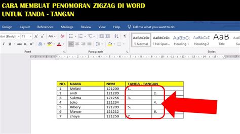 Cara Membuat Nomor Tanda Tangan Zig Zag Di Word YouTube