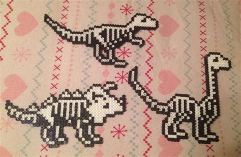 Dinosaur Skeleton Perler Bead Art By MyKatFluffy On DeviantArt Perler