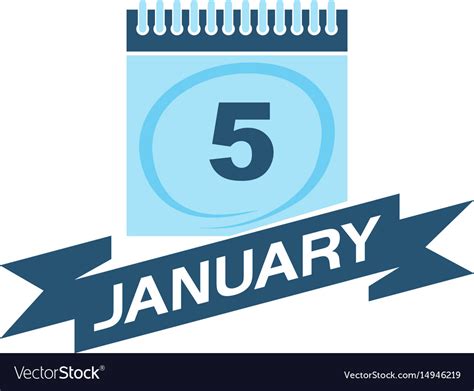 5 january calendar with ribbon Royalty Free Vector Image