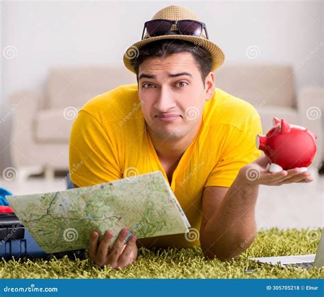 Man Planning His Vacation Trip With Map Stock Photo Image Of