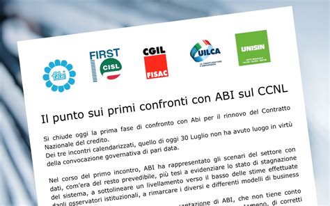 Il Punto Sui Primi Confronti Con Abi Sul Ccnl First Cisl