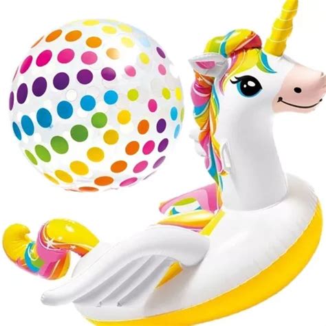 Salvavidas Unicornio Gigante Pelota Playera Alberca Intex Env O Gratis