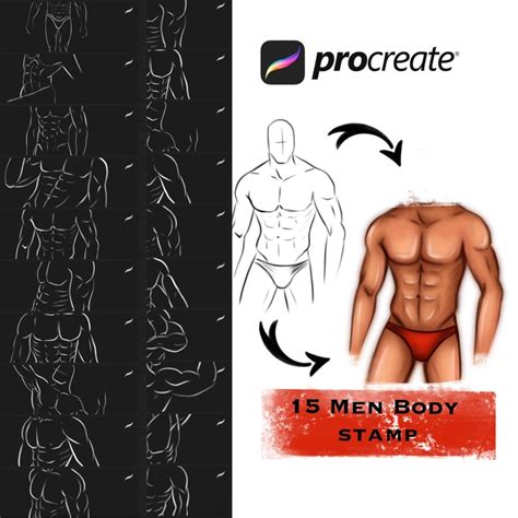 Realistic Male Body Poses Stamps For Procreate Procreate Men Etsy