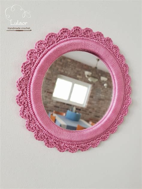 Crochet Mirror Small Round Mirror Shabby Chic Mirror Etsy