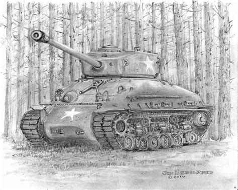 M 4 Sherman Tank Drawing By Jim Hubbard Fine Art America
