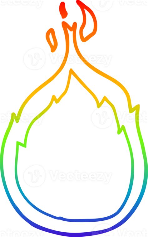 Rainbow Gradient Line Drawing Cartoon Flames 38110976 Png