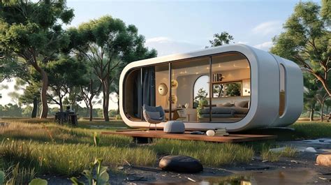 A Modern Futuristic House In A Forest Setting Premium Ai Generated Image