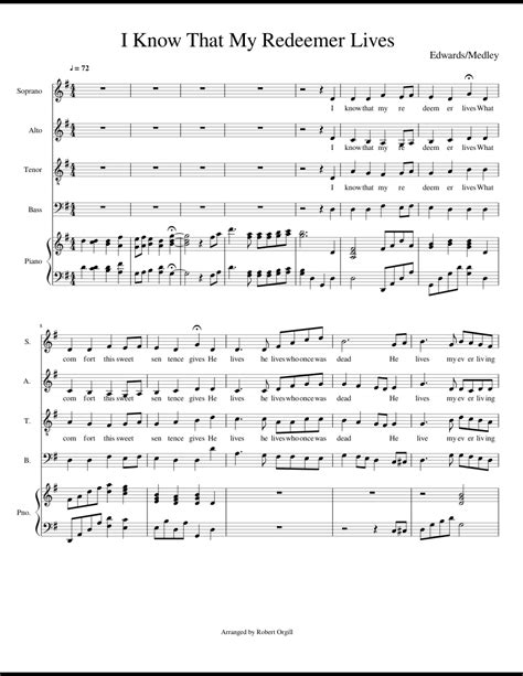 I Know That My Redeemer Lives Sheet Music For Piano Voice Download