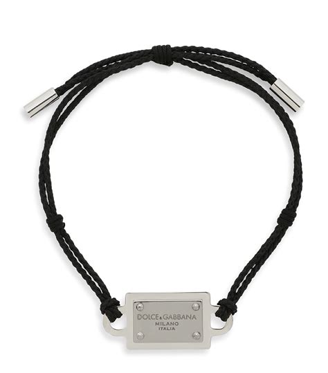 Dolce Gabbana Logo Engraved Cord Bracelet Harrods UK