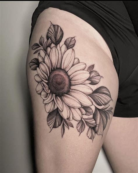 Flower Thigh Tattoos For Females