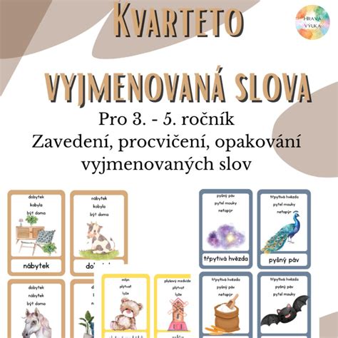 Vyjmenovaná slova kvarteto Český jazyk gramatika UčiteléUčitelům cz