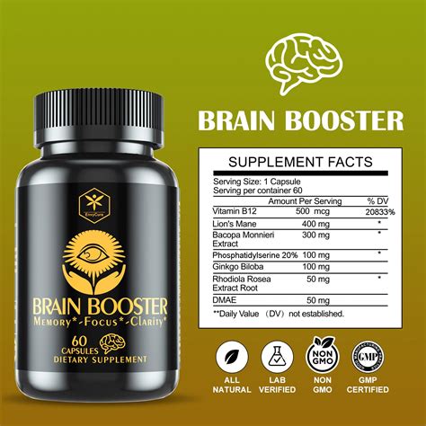 Brain Booster Supplement For Focus Memory Clarity Energy Vegan