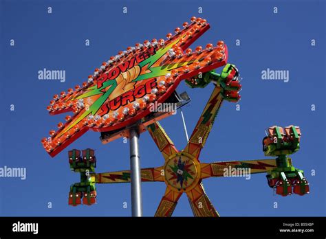 Multi Coloured Sideshow Ride At Fairground Horizontal Bdb11136 Stock