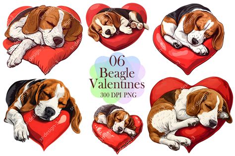 Sleeping Beagle Valentine Clipart Graphic By Sr Design Creative Fabrica