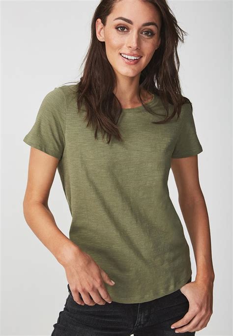 Crew T Shirt Army Green Cotton On T Shirts Vests And Camis