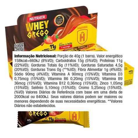 Barra De Proteína Whey Grego Havanna 12un X 40g Nutrata Barra