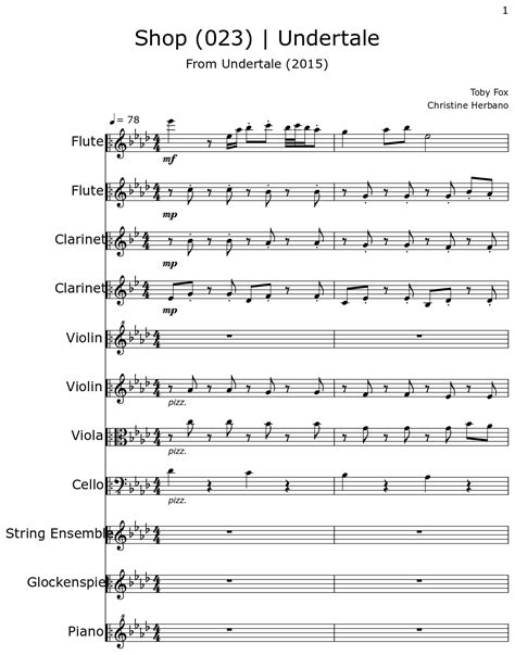 Shop Undertale Sheet Music For Flute Clarinet Violin Viola