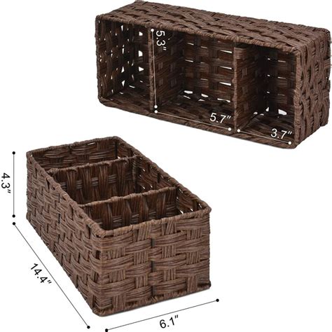 Wicker Storage Baskets, Rectangle Storage Baskets for Shelves, 3 ...