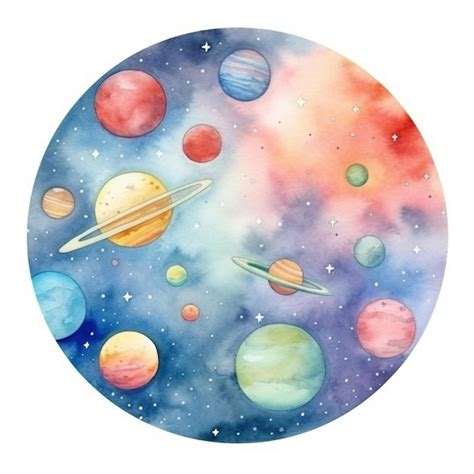 Premium Ai Image Planets Of The Solar System In A Watercolor Style