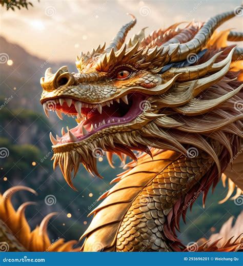 A Highly Realistic Chinese Dragon In Various Environments Stock