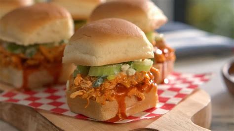 Buffalo Chicken Sliders With Celery Blue Cheese Slaw Recipe Valerie Bertinelli Food Network