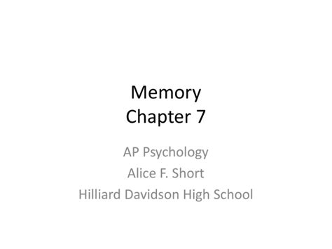 Ap Psych Ch 7 Memory Presenation