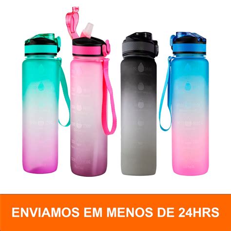 Garrafa Squeeze De Água Para Academia 1000ml 1L marcador de Tempo