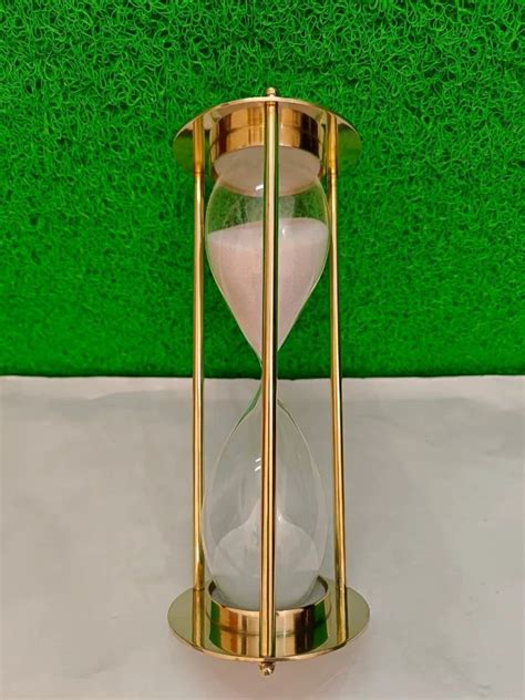 Antique Brass Sand Timer Minutes Beautiful Hourglass White Sand At