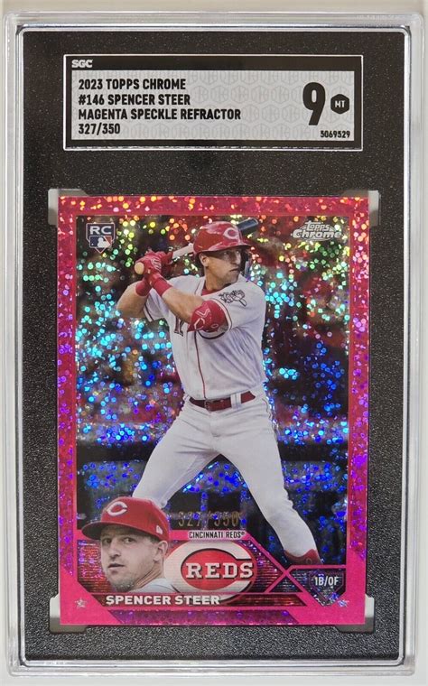 2023 Topps Chrome Spencer Steer Magenta Speckle Refractor RC 350 PSA