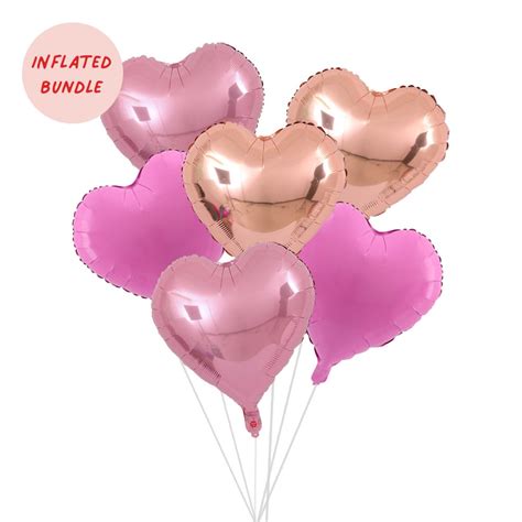 Sweet Love Inch Heart Foil Balloons Bunch Rose Gold Pink