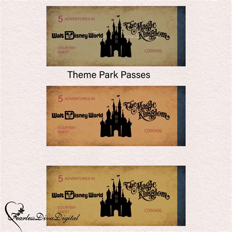 Digital Vintage Theme Park Gate Passes Instant Download PRINTABLE Amusement Park Passes - Etsy
