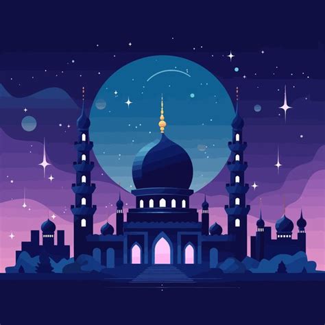 Premium Vector Crescent Moon And Mosque Realistic Ramadan