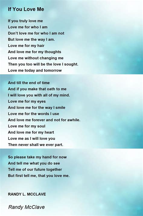 If You Love Me - If You Love Me Poem by Randy McClave