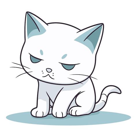 Cute White Cat With Blue Eyes Sitting On The Floor Premium Ai Generated Vector