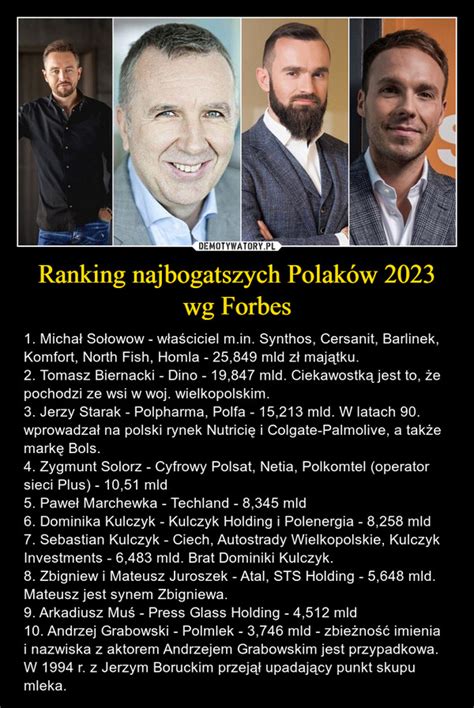 Ranking najbogatszych Polaków 2023 wg Forbes Demotywatory pl