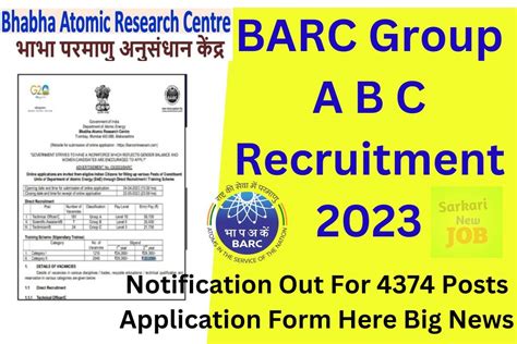 Barc Group A B C Recruitment Notification Out For Posts