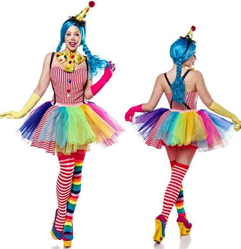 Pustni Kostum Klovn Clown Girl Večbarven