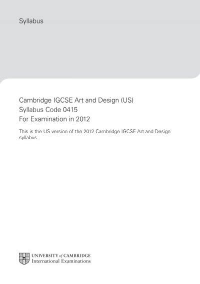 Syllabus Cambridge Igcse Art And Design Cie May June 2012