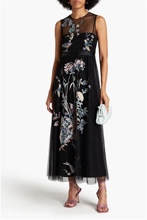 Redvalentino Belted Point Desprit Paneled Tulle Maxi Dress The Outnet