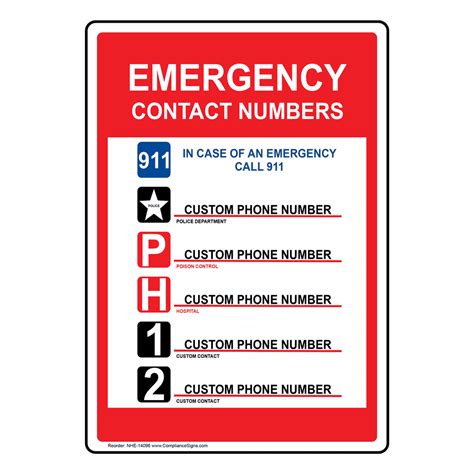 Emergency Contact Signs