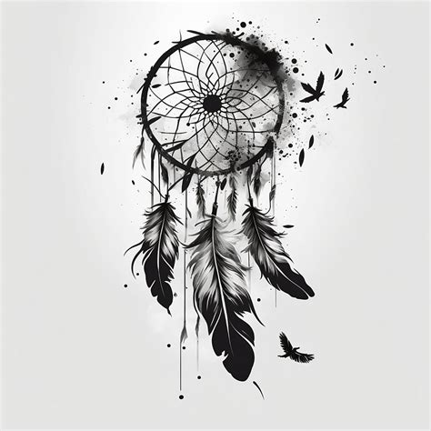 Dreamcatcher Tattoo Design White Background PNG File Download High ...