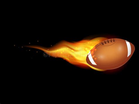 American Football Ball Fire On Black Background Stock Vector