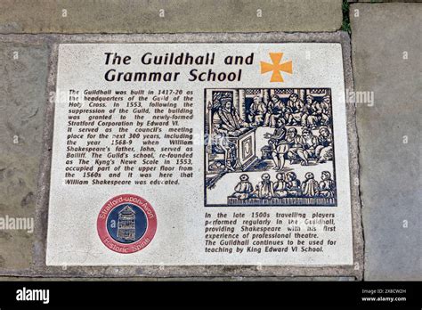 Street Pavement Plaque Of The Guildhall And Grammar School Stratford