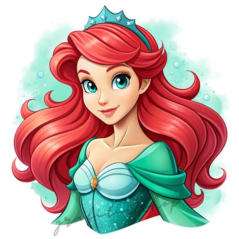 Princess Ariel Png Watercolor Design Ariel Clipart Vibrant Colors