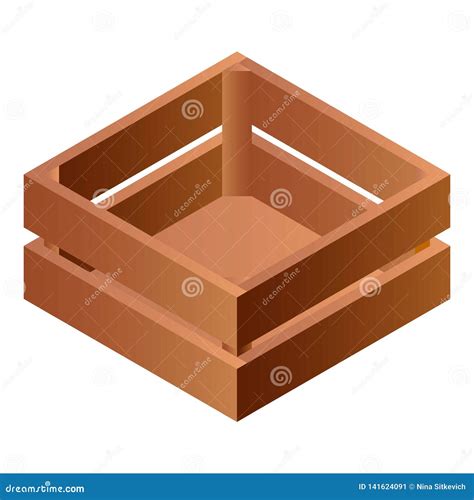 Wood Box Icon Isometric Style Stock Vector Illustration Of Freight