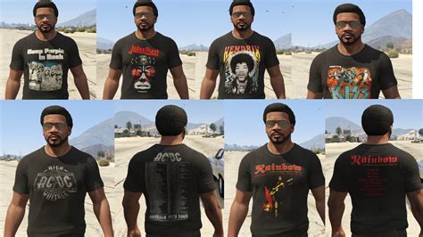 Late 70s Era Friendly Rock Metal Band T Shirt Pack For Franklin GTA5